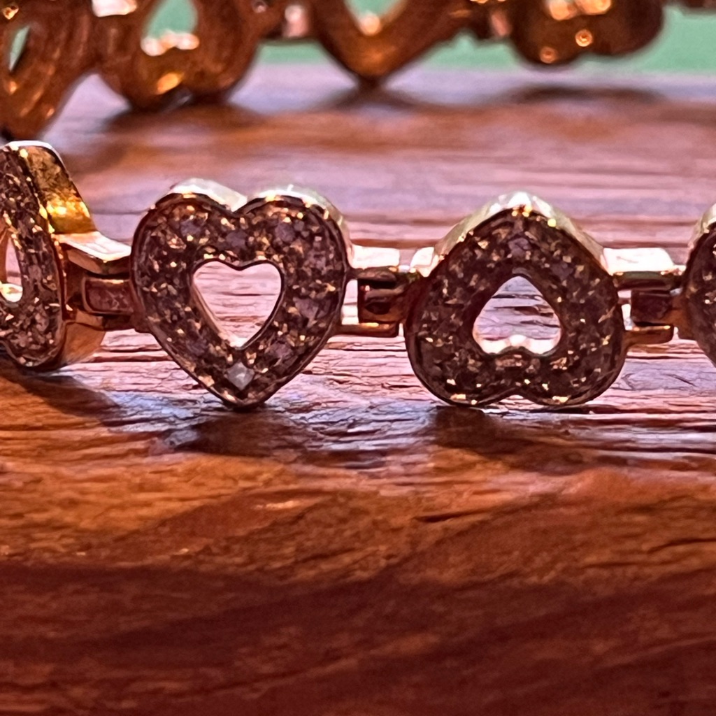 Paj Signed Gold Silver Tone Heart Link Tennis Bracelet Box Clasp Safety 25$